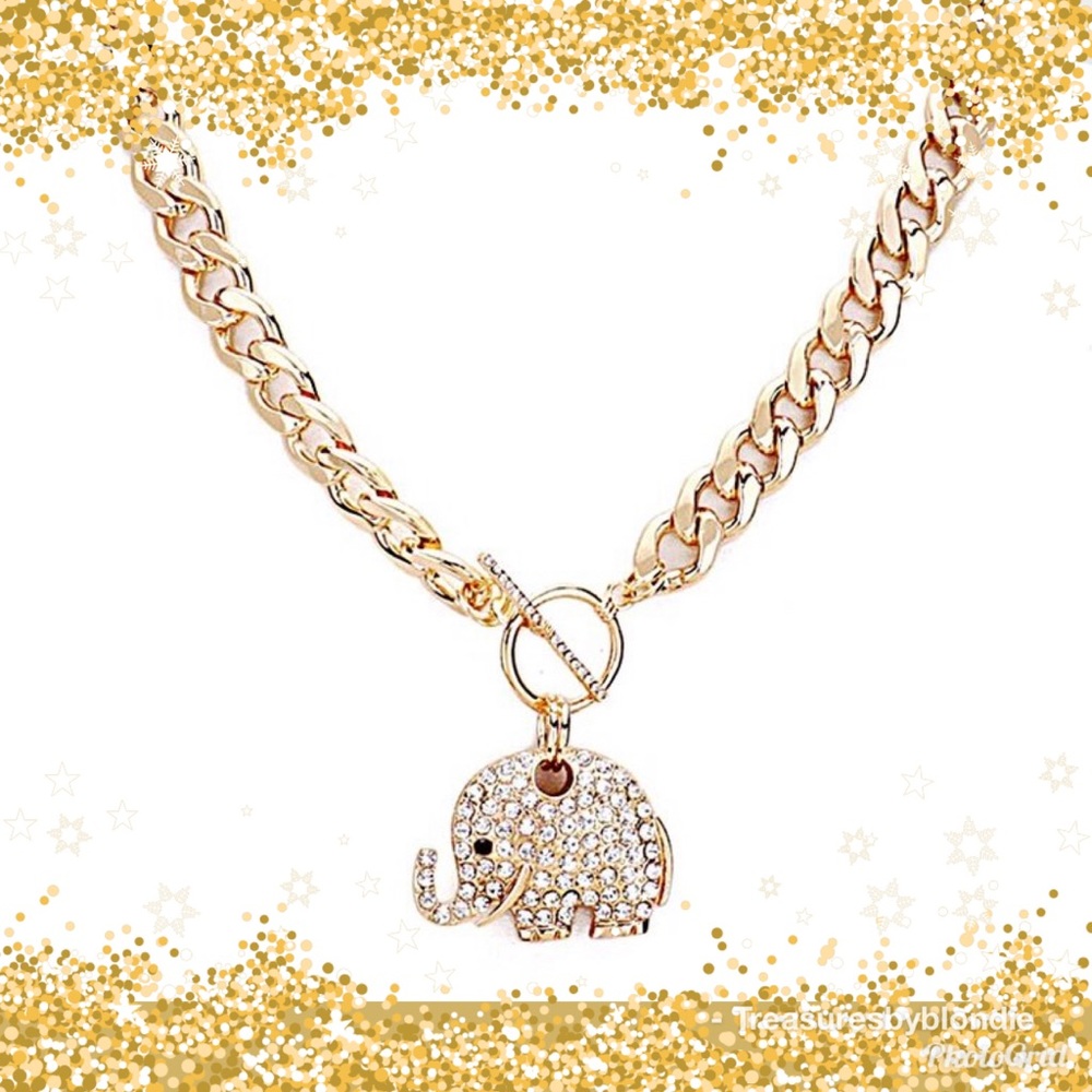 New💕Rhinestone Elephant Necklace